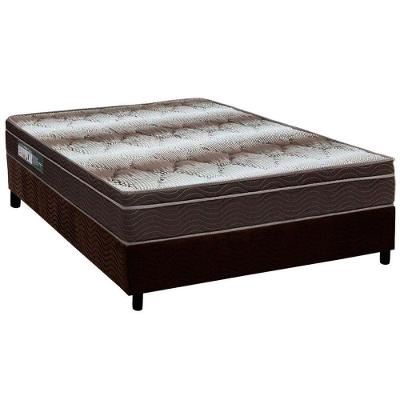 Kit Cama Box Casal Wood Light Euro Pillow Espuma D28 Suede Marrom Ortobom