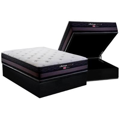 Kit Cama Box Baú Casal Málaga Molas Bonnel Suede Preto Herval