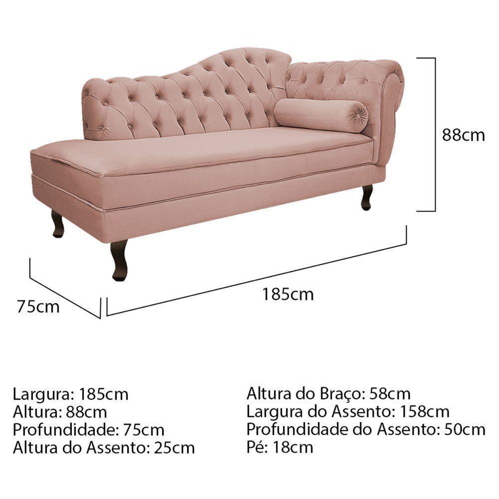 Kit Diva Recamier Diana 185Cm Lado Esquerdo E 02 Poltronas Julia Suede - Amarena Móveis Rosê - 5