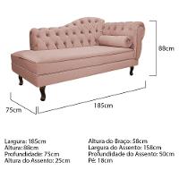 Kit Diva Recamier Diana 185Cm Lado Esquerdo E 02 Poltronas Julia Suede - Amarena Móveis Rosê - 5