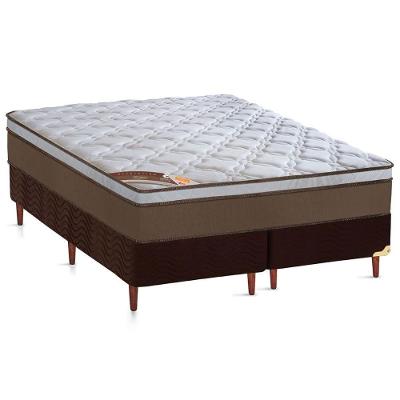 Kit Cama Box Queen Suede Brown Molas Ensacadas Euro Pillow Marrom a Costa Rica