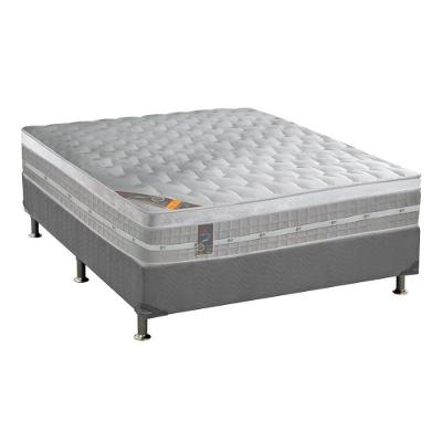 Kit Cama Box Casal Molas Ensacadas Premium Gel Euro Pillow Suede Cinza Ortobom