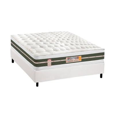 Kit Cama Box Casal Silver Star Euro Pillow Molas Bonnel Branco Castor