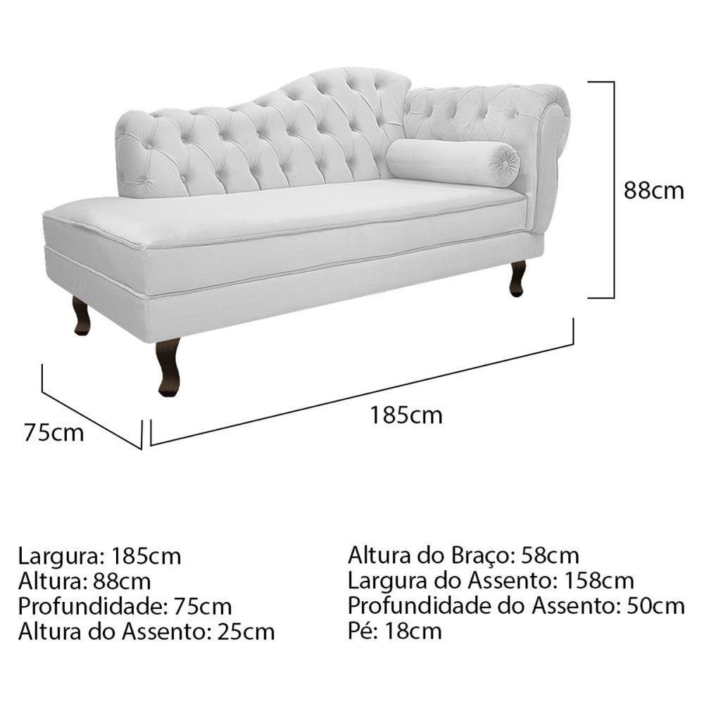 Kit Diva Recamier Diana 185Cm Lado Esquerdo E 02 Poltronas Julia Suede - Amarena Móveis Branco - 5
