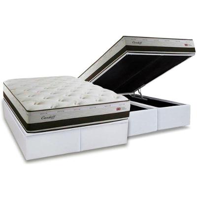 Kit Cama Box Baú King Cardiff Euro Pillow Molas Bonnel Herval