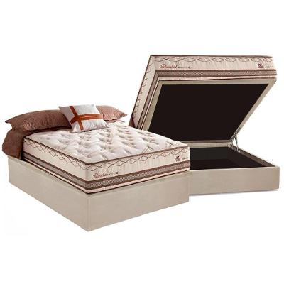 Kit Cama Box Baú Casal Istambul Molas Bonnel Suede Bege Herval