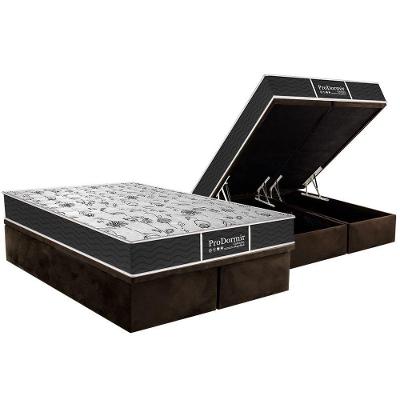 Kit Cama Box Baú King Molas Prolastic Sleep Suede Marrom Probel