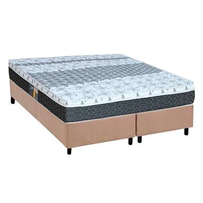 Kit Cama Box Colchão King Suede Clean Euro Pillow Molas Pocket Bege
