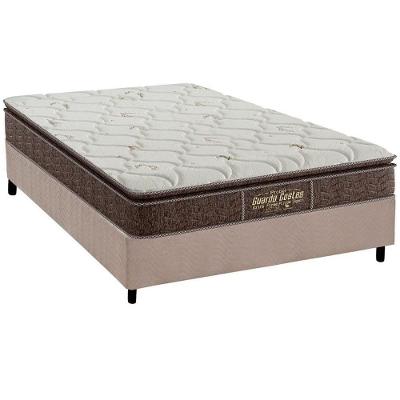Kit Cama Box Casal Colchão Ortopédico Pillow Top Suede Bege Probel