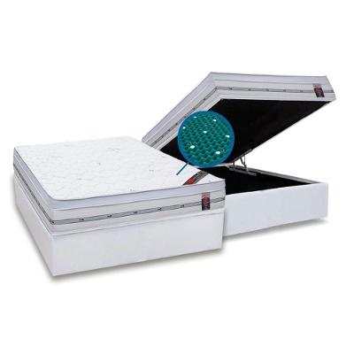 Kit Cama Box Baú Casal Magnético Niponpedic Molas Ensacadas Branco Castor