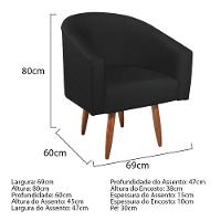 Kit Diva Recamier Heitor 140Cm Lado Direito E 02 Poltronas Luiza Suede - Amarena Móveis Preto