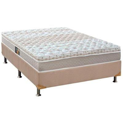 Kit Cama Box Casal Suede Clean Molas Ensacadas Euro Pillow Bege a Costa Rica