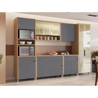 Cozinha Completa Condessa CZ419 6 Peças MDF Carvalho e Titânio Nesher Móveis