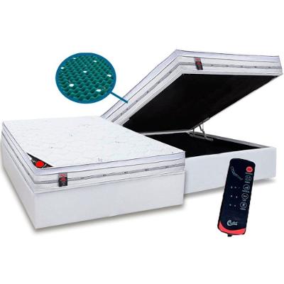 Kit Cama Box Baú Casal Niponpedic Molas Ensacadas Euro Pillow Branco Castor