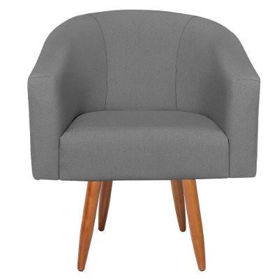 Kit Diva Recamier Heitor 140Cm Lado Direito E 02 Poltronas Luiza Suede - Amarena Móveis Cinza