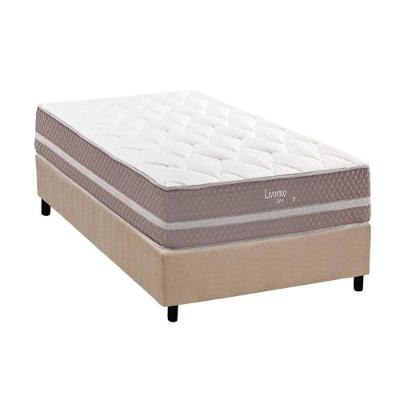 Kit Cama Box Solteiro Livorno Euro Pillow Molas Bonnel Suede Bege Herval