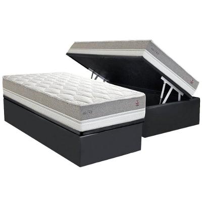 Cama Box Baú Solteiro C1672 Euro Pillow Bonnel Suede Cinza Herval