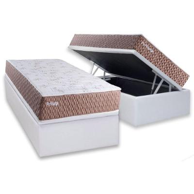 Cama Box Baú Solteiro Privilege Cerejeira Molas Ensacadas Branco Paropas