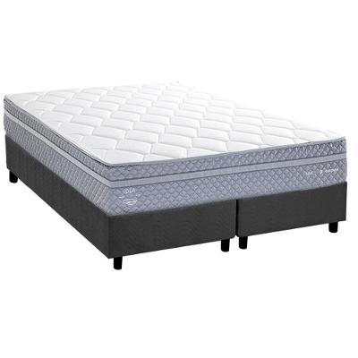 Cama Box Queen C1780 Euro Pillow Bonnel Suede Cinza Herval