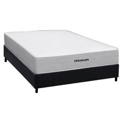 Cama Box Casal Plenno Ortopillow Ensacadas Courino Preto Ortobom