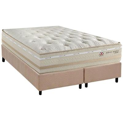 Cama Box Queen C1626 Euro Pillow Molas Bonnel Suede Bege Herval