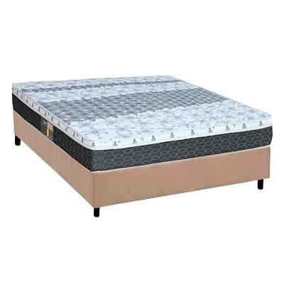 Cama Box com Colchão Casal System Class Euro Pillow Suede Bege Castor