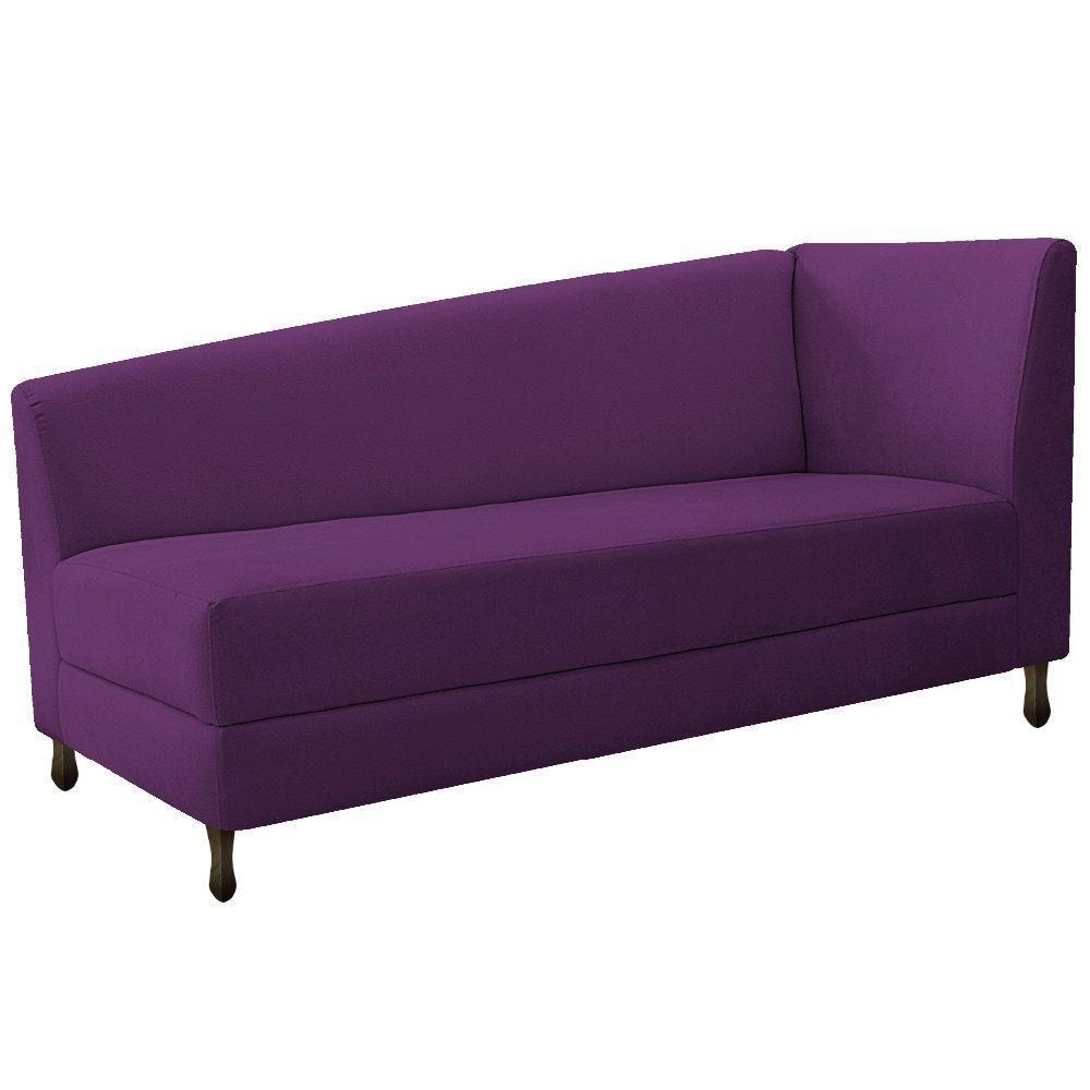 Kit Diva Recamier Heitor 185Cm Lado Esquerdo E 02 Poltronas Luiza Suede - Doce Sonho Móveis Roxo - 5