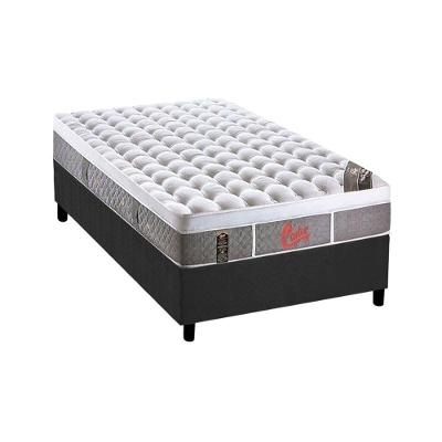 Cama Box Solteiro Light Plush Molas Ensacadas Euro Pillow Suede Cinza Castor