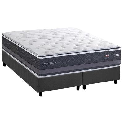 Cama Box Queen C1783 Euro Pillow Bonnel Suede Cinza Herval