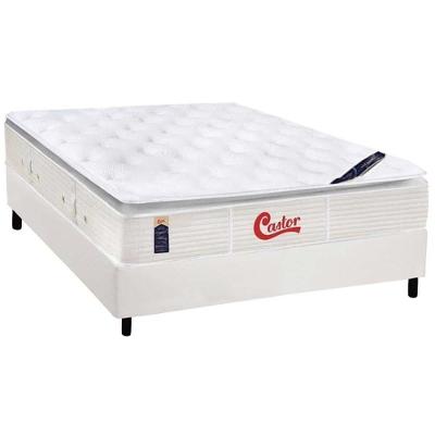 Cama Box Casal Vitagel SLX Molas Ensacadas Pillow Top Branco Castor