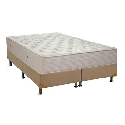 Cama Box com Colchão Queen Orthotel SLX Molas Ensacadas Suede Bege Ortobom