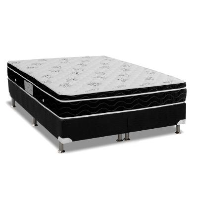 Cama Box com Colchão Queen Physical Euro Pillow Suede Preto Ortobom