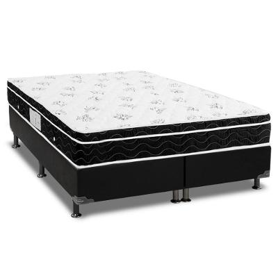Cama Box com Colchão Queen Physical Euro Pillow Molas Ensacadas Preto Ortobom