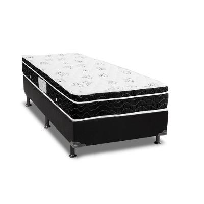Cama Box com Colchão Solteiro Physical Molas Ensacadas Courino Preto Ortobom