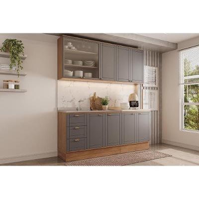 Cozinha Completa Bella C4P249 5 Portas 3 Gavetas MDF Nogal e Cinza Carraro