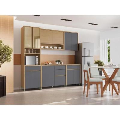 Cozinha Completa Condessa CZ443 9 Portas 5 Gavetas MDF Carvalho Nesher Móveis