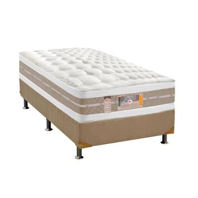 Cama Box Solteiro Silver Star Euro Pillow Molas Ensacadas Suede Bege Ortobom
