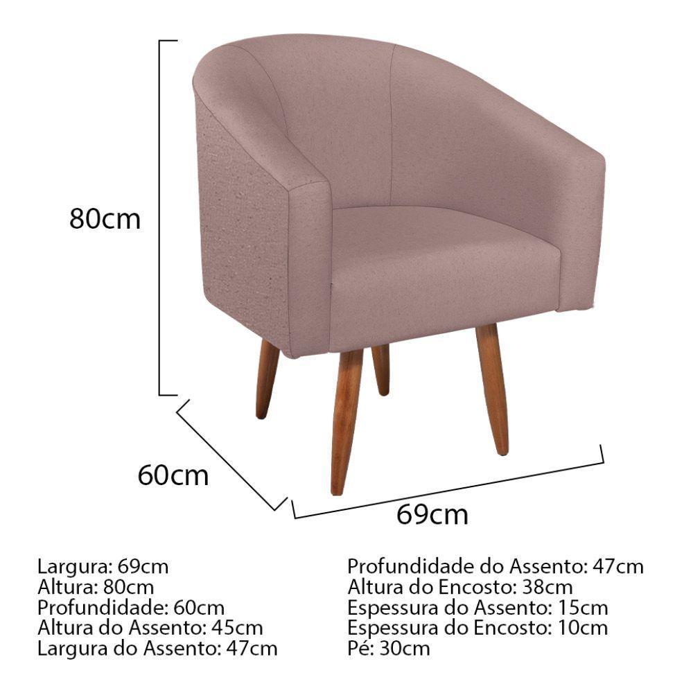 Kit Diva Recamier Heitor 185Cm Lado Esquerdo E 02 Poltronas Luiza Linho - Amarena Móveis Rosê - 3