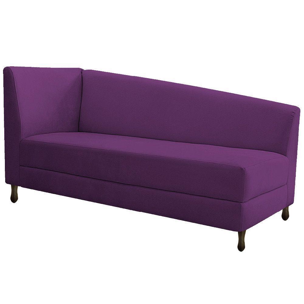 Kit Diva Recamier Heitor 185Cm Lado Direito E 02 Poltronas Luiza Suede - Doce Sonho Móveis Roxo - 5