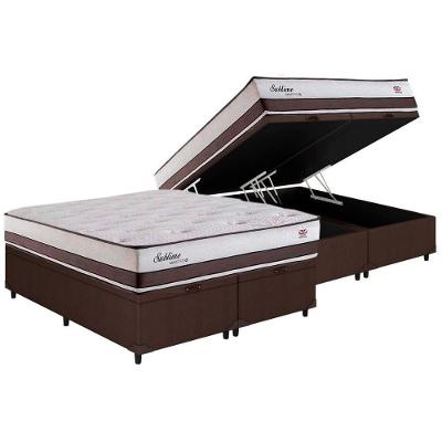 Cama Box Baú King Sublime Euro Pillow Ensacadas Marrom Herval