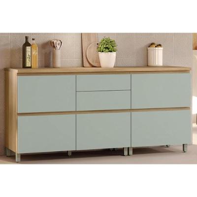 Balcão para Cozinha Rainha 2 Portas 5 Gavetas MDF Verde Nesher Móveis