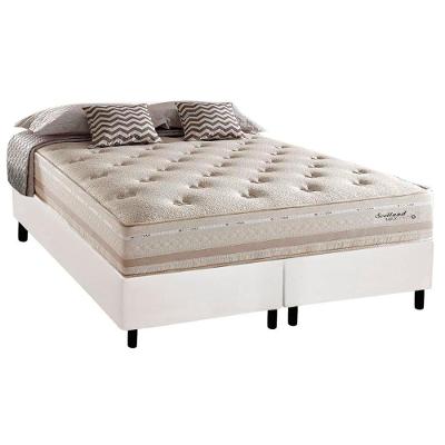 Cama Box Queen Scotland Euro Pillow Molas Bonnel Courino Branco Herval
