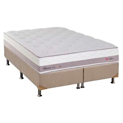 Cama Box King Tower One Face Euro Pillow Bonnel Suede Bege Herval