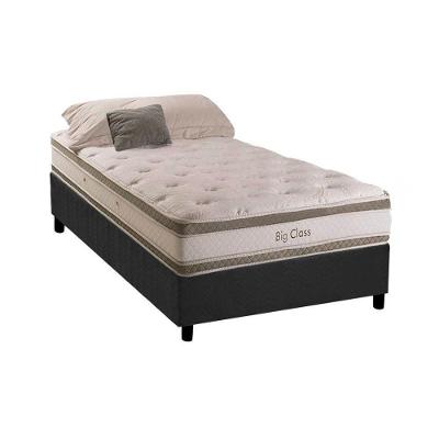 Cama Box Solteiro Big Class Molas Bonnel Pillow Top Suede Cinza Herval