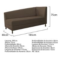 Kit Diva Recamier Heitor 185Cm Lado Esquerdo E 02 Poltronas Luiza Suede - Amarena Móveis Marrom - 3