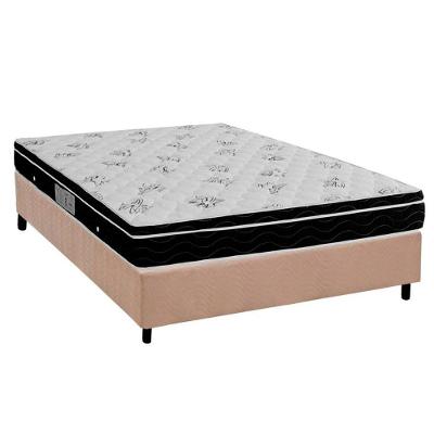 Cama Box Casal Molas Nanolastic Physical Euro Pillow Suede Bege Ortobom