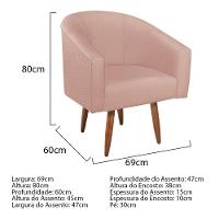 Kit Diva Recamier Heitor 185Cm Lado Esquerdo E 02 Poltronas Luiza Suede - Doce Sonho Móveis Rosê - 3