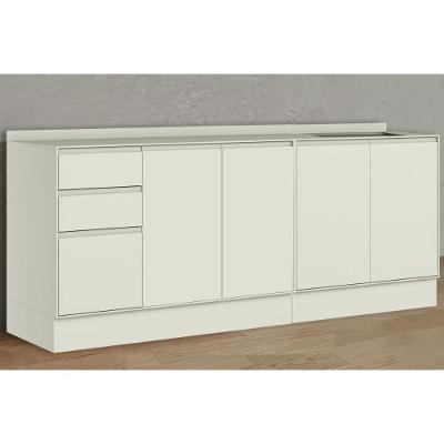 Balcão de Cozinha Fineze 5 Portas 2 Gavetas MDF 200CM Areia Móveis Henn