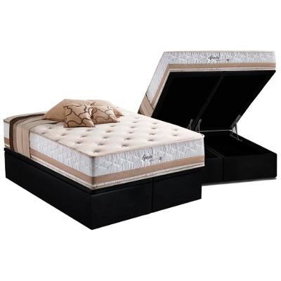 Cama Box Baú King Maxspring Spain Euro Pillow Bonnel Suede Preto Herval