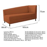 Kit Diva Recamier Heitor 185Cm Lado Esquerdo E 02 Poltronas Luiza Suede - Amarena Móveis Terracota - 3